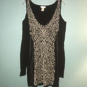 Cache black & gold cold shoulder tunic sweater szM